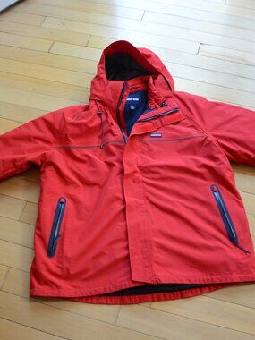 Lands End Women's Squall Jacket Size XL Red Insulated Hooded Waterproof